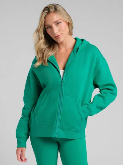 Comfrt Basic Crop Zip Hoodie In Green