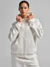 Comfrt Basic Crop Zip Hoodie In White