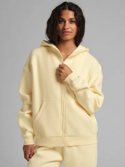 Comfrt Basic Crop Zip Hoodie In Yellow