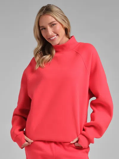 Comfrt Basic Mock Neck Sweatshirt In Hibiscus Red