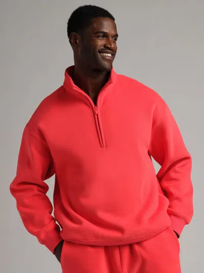 Comfrt Basic Quarter Zip Mock Neck In Hibiscus Red