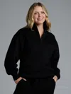 Comfrt Basic Quarter Zip Mock Neck In Onyx Black
