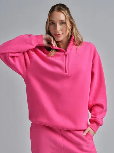 Comfrt Basic Quarter Zip Mock Neck In Pink