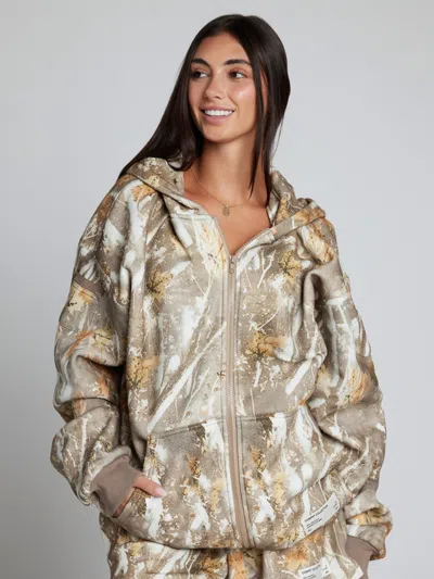 Comfrt Camo Zip Hoodie In Brown