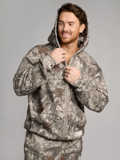 Comfrt Camo Zip Hoodie In Brown
