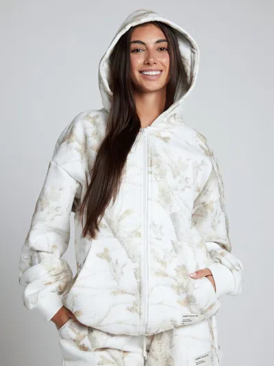 Comfrt Camo Zip Hoodie In White