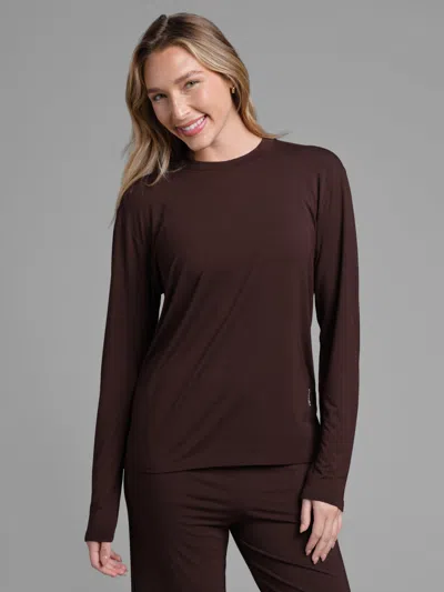 Comfrt Cloud Lounge Long Sleeve Tee Shirt In Brown