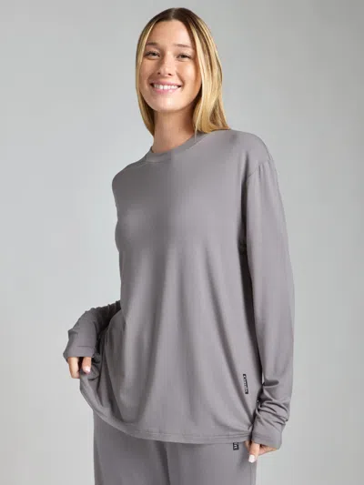 Comfrt Cloud Lounge Long Sleeve Tee Shirt In Gray