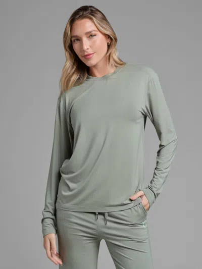 Comfrt Cloud Lounge Long Sleeve Tee Shirt In Green