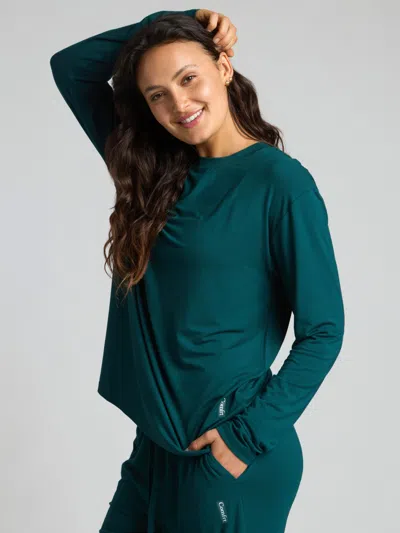 Comfrt Cloud Lounge Long Sleeve Tee Shirt In Green
