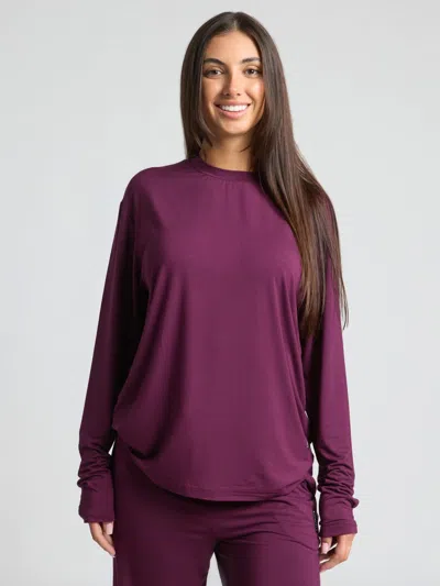 Comfrt Cloud Lounge Long Sleeve Tee Shirt In Purple