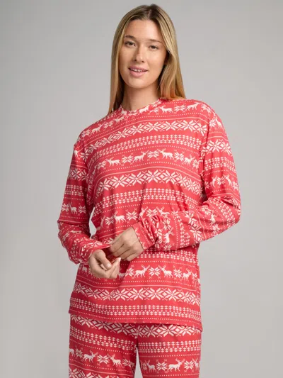 Comfrt Cloud Lounge Long Sleeve Tee Shirt In Red