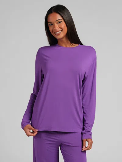 Comfrt Cloud Lounge Long Sleeve Tee Shirt In Purple