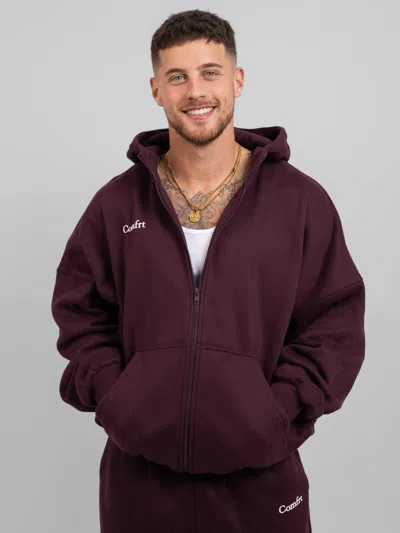 Comfrt Cloud Zip Hoodie In Burgundy
