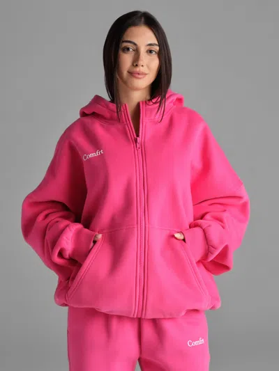 Comfrt Cloud Zip Hoodie In Pink
