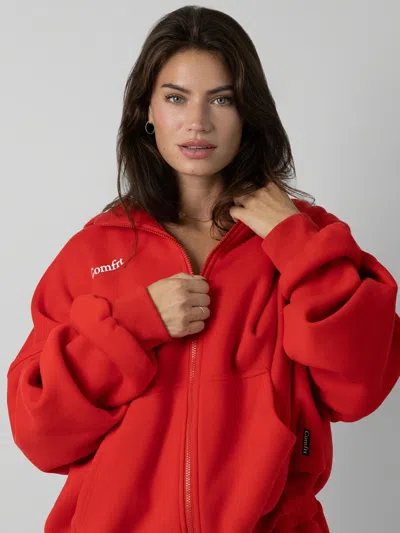 Comfrt Cloud Zip Hoodie In Red