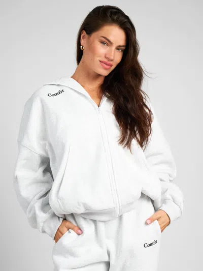 Comfrt Cloud Zip Hoodie In White