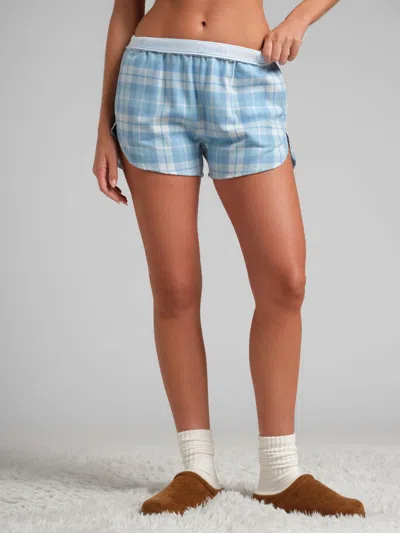 Comfrt Flannel Pajama Shorts In Blue