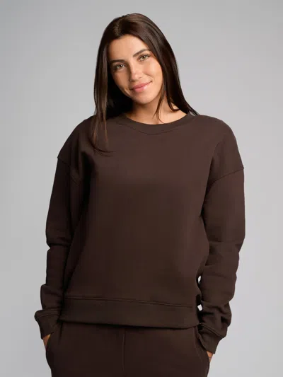 Comfrt Halo Lightweight Crop Crew Sweatshirt In Brown