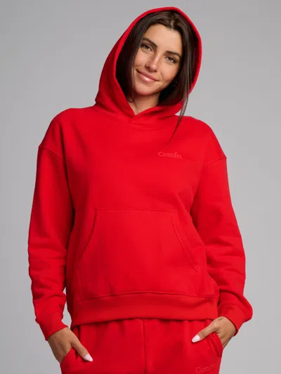 Comfrt Halo Lightweight Crop Hoodie In Red