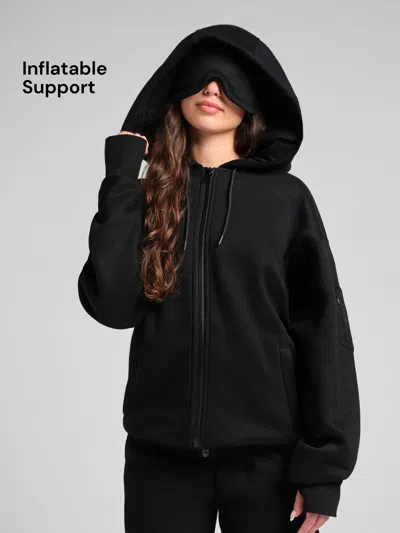 Comfrt Inflate Zip Hoodie In Onyx Black