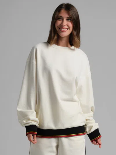 Comfrt Laid Back Halo Fleece Crew Sweatshirt In White