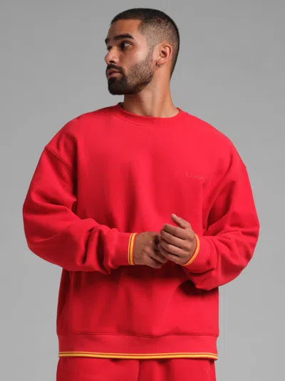 Comfrt Laid Back Halo Fleece Crew Sweatshirt In Red