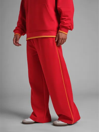 Comfrt Laid Back Halo Fleece Wide Leg Pant In Red