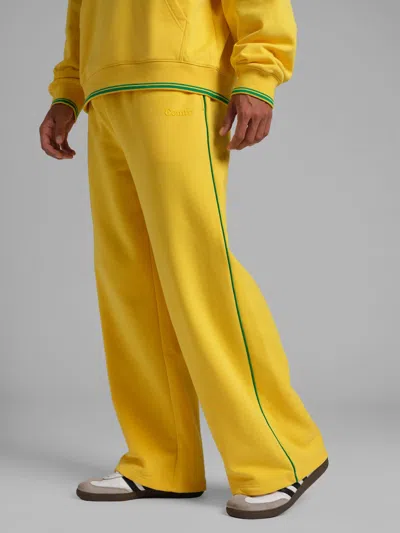 Comfrt Laid Back Halo Fleece Wide Leg Pant In Yellow