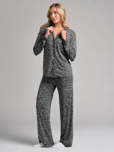 Comfrt Luna Lounge Long Sleeve Pant Pj Set In Gray