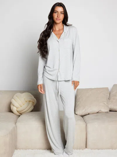 Comfrt Luna Lounge Long Sleeve Pant Pj Set In Gray