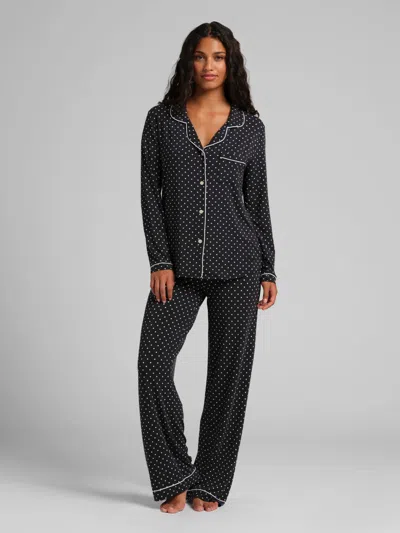 Comfrt Luna Lounge Long Sleeve Pant Pj Set In Black