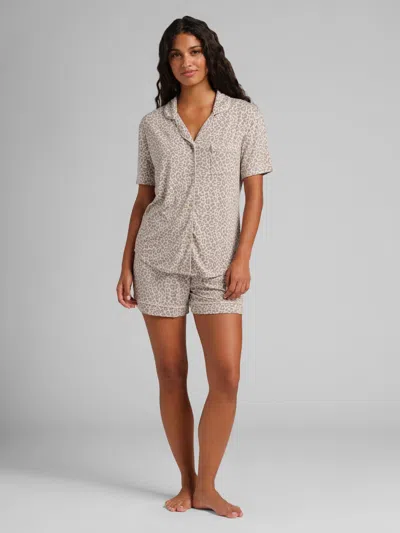 Comfrt Luna Lounge Short Sleeve Short Pj Set In Neutral