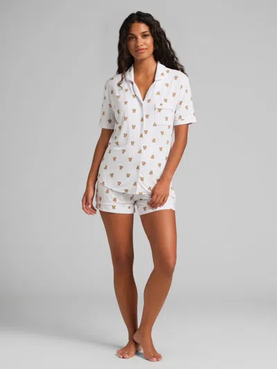 Comfrt Luna Lounge Short Sleeve Short Pj Set In White