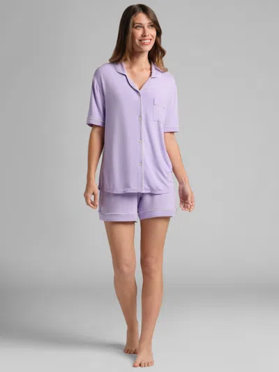 Comfrt Luna Lounge Short Sleeve Short Pj Set In Purple
