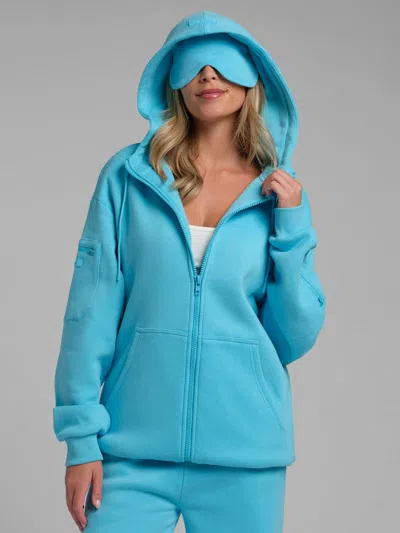 Comfrt Neon Airplane Mode Zip Hoodie-mega In Blue