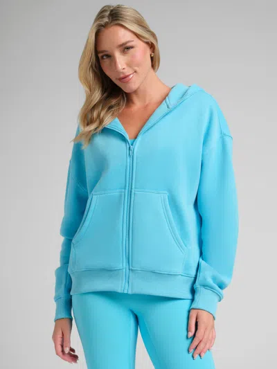 Comfrt Neon Basic Crop Zip Hoodie In Pop Blue