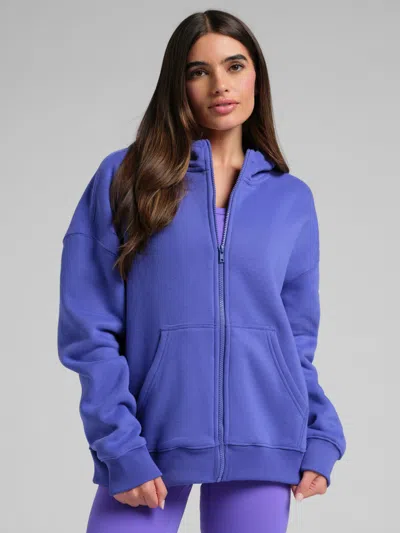 Comfrt Neon Basic Crop Zip Hoodie In Ultra Violet