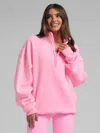 Comfrt Neon Basic Quarter Zip Mock Neck In Pink