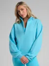 Comfrt Neon Basic Quarter Zip Mock Neck In Blue