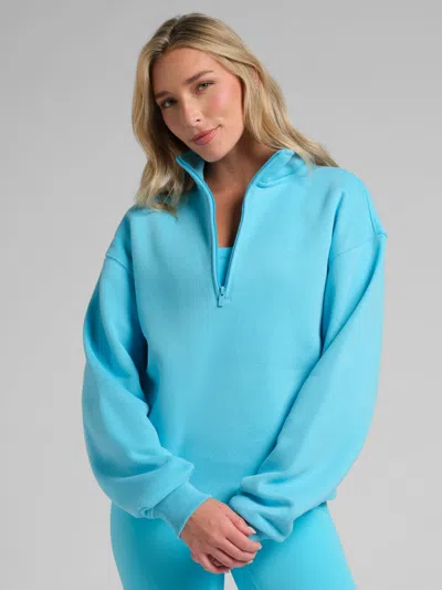 Comfrt Neon Basic Quarter Zip Mock Neck In Blue