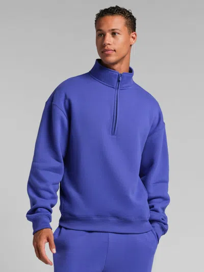 Comfrt Neon Basic Quarter Zip Mock Neck In Blue
