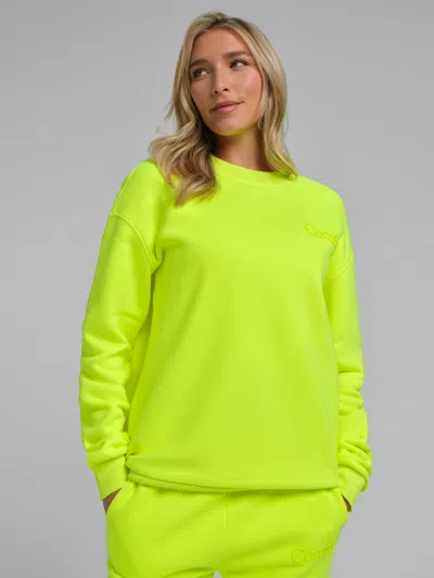 Comfrt Neon Minimalist Crew Sweatshirt In Electric Yellow