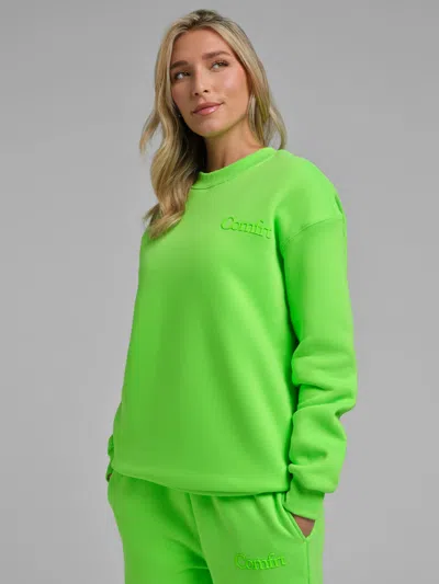 Comfrt Neon Minimalist Crew Sweatshirt In Key Lime