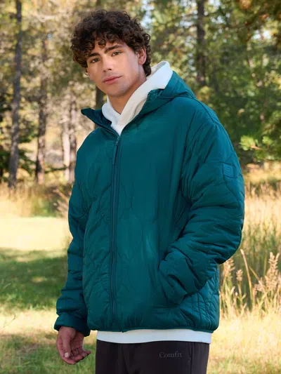 Comfrt Packable Puffer Jacket In Green