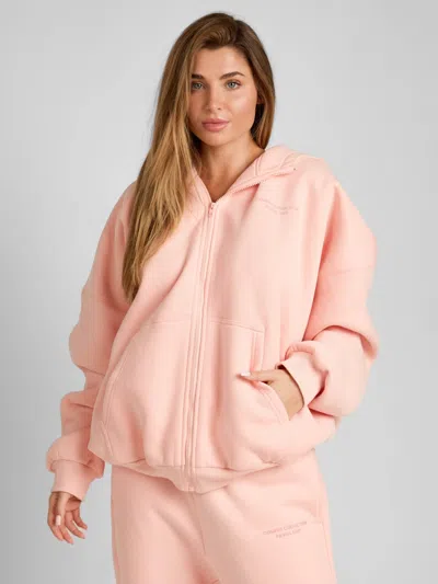 Comfrt Pastel Zip Hoodie In Peach