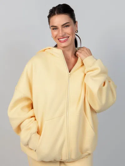 Comfrt Pastel Zip Hoodie In Yellow