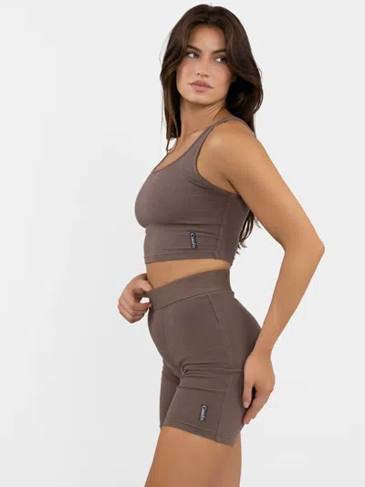 Comfrt Rib Contour Crop Tank In Brown