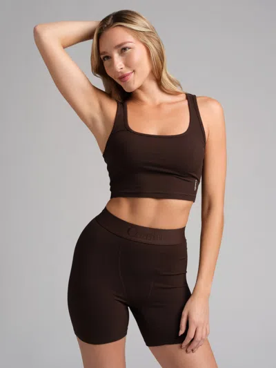 Comfrt Rib Contour Crop Tank In Brown
