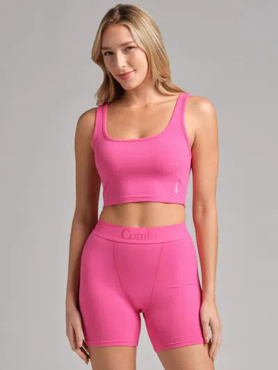 Comfrt Rib Contour Crop Tank In Pink